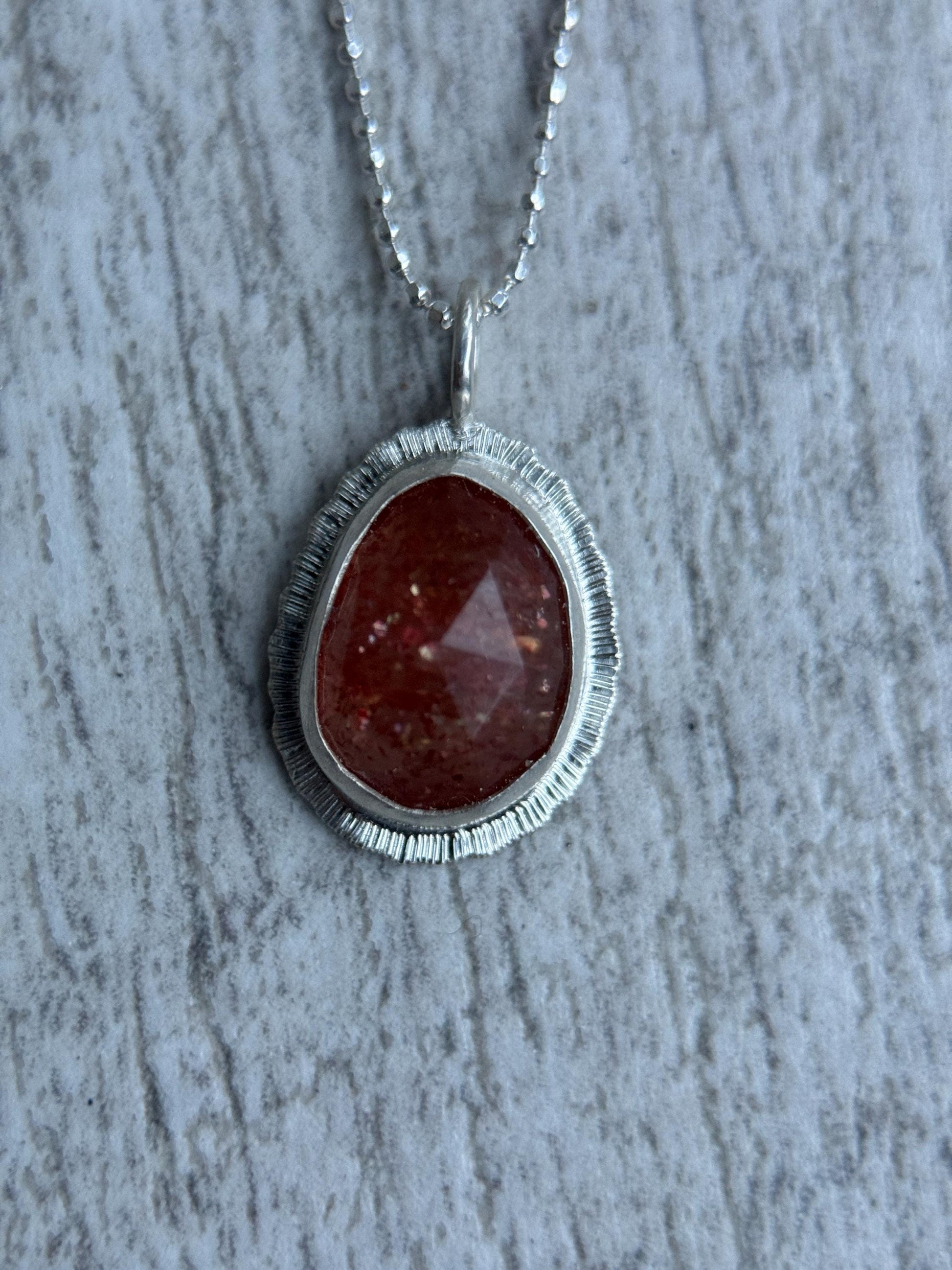 Rose cut Sunstone pendant, recycled sterling silver, natural glitter gemstone necklace, good luck talisman, lucky jewellery, unique gift