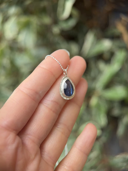 Rose cut blue Kyanite pendant