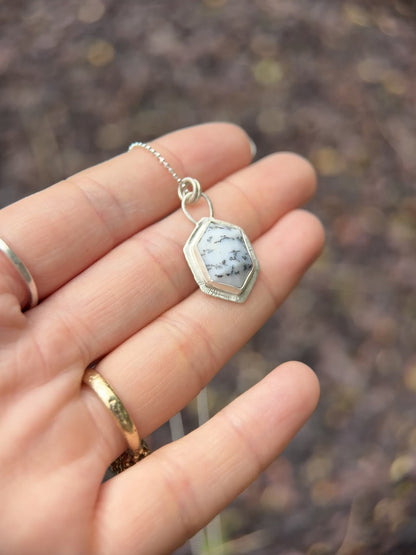 Step cut Dendritic Opal pendant