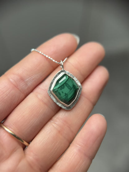 Step cut Malachite pendant