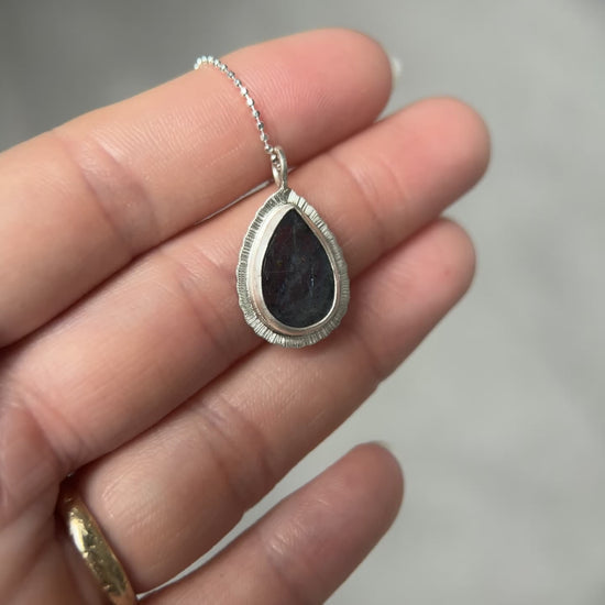 Rose cut Teal Moss Kyanite pendant