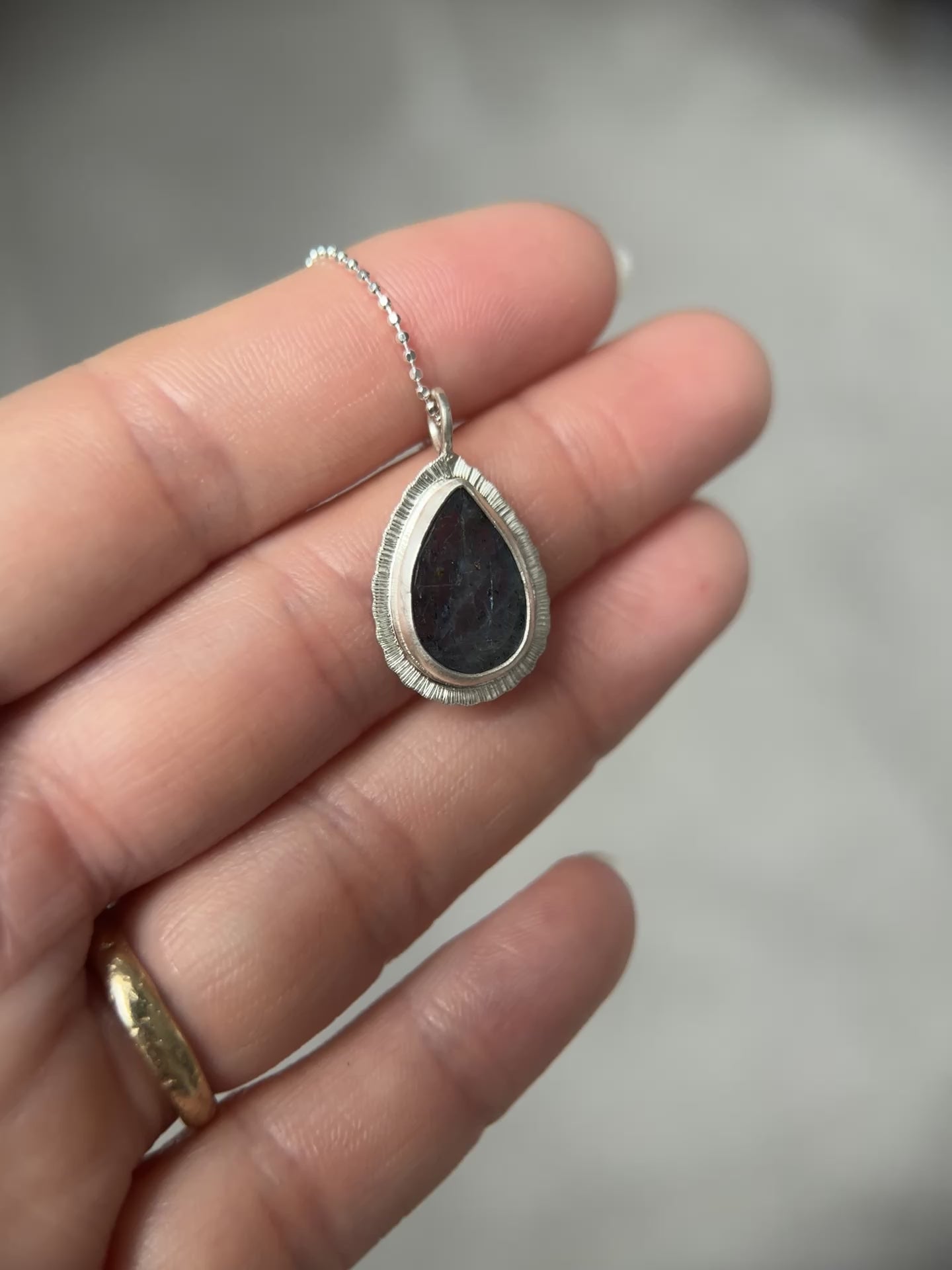 Rose cut Teal Moss Kyanite pendant