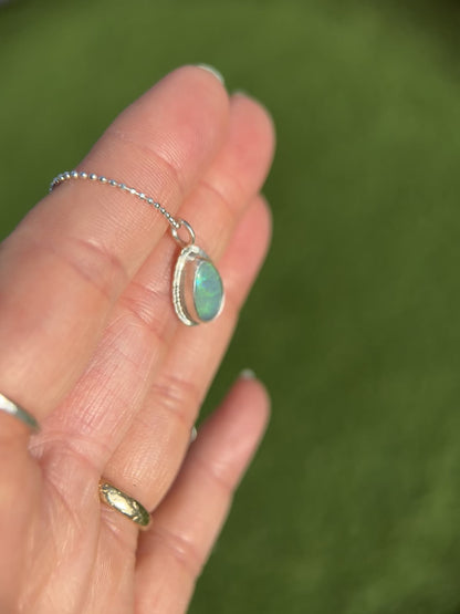 Australian Solid Opal teardrop pendant