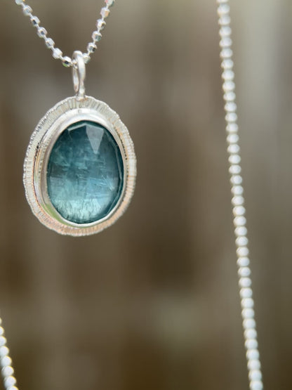 Rose cut neon Kyanite pendant