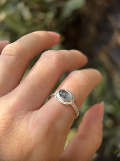 Rose cut blue Aquamarine ring