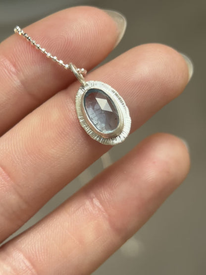 Rose cut blue Aquamarine pendant