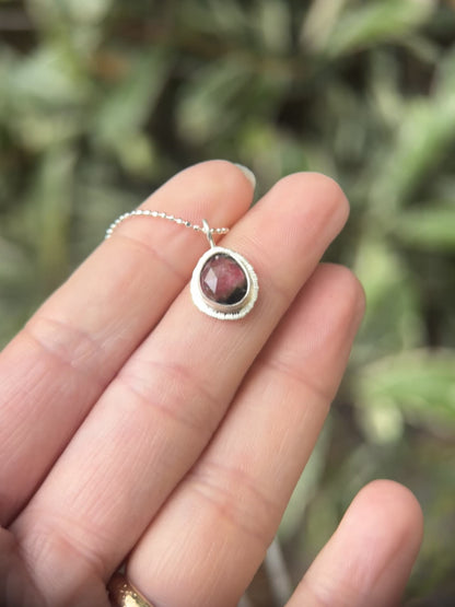 Rose cut bicolour Tourmaline pendant