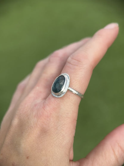 Rose cut neon Kyanite ring