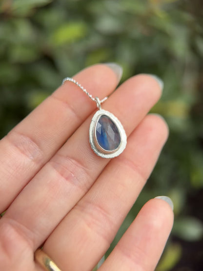 Rose cut blue Kyanite pendant